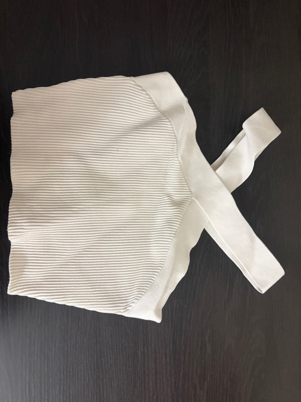 Aritzia White Ribbed Square-Neck Crop Top